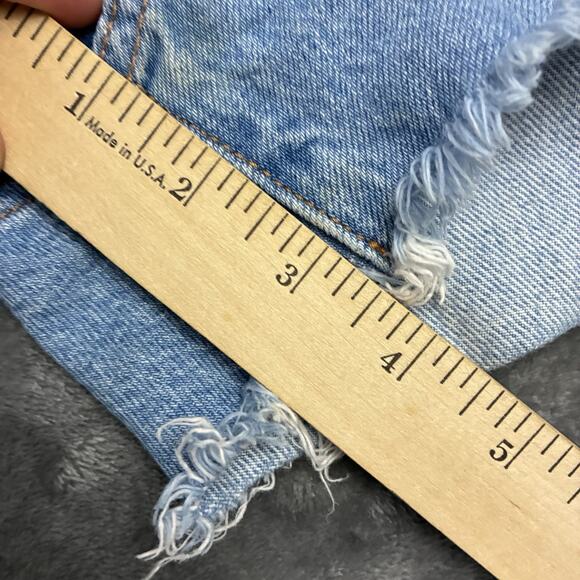 Levi's 501 Jean Shorts Womens Sz.29 Blue Daisy Duke Button Fly Distressed Denim - Picture 8 of 9